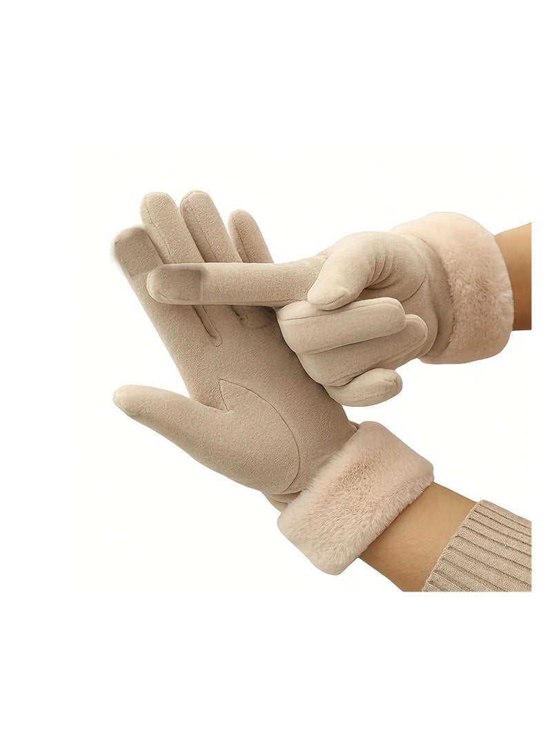 SHEIN1 Pair Winter Touchscreen Gloves With Plush Lining, Thick Warm Gloves, Unisex, Durable Polyester, Available In Multiple Colors, Perfect For Snow Sports And Christmas Gifts, Winter Wear - Image 4